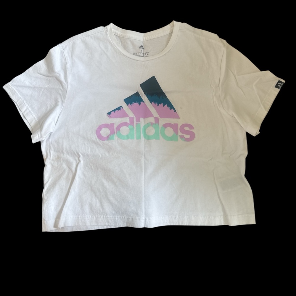 Adidas White Tee with Vibrant Logo